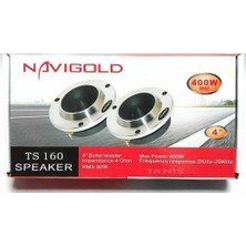 Navigold TS-160 Dome Tweeter 400W Anfi Uyumlu Profesyonel 4'' Titanyum Tasarım