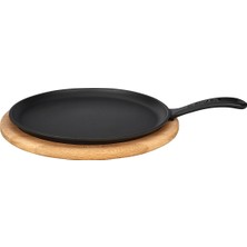 Lava Döküm Krep / Pizza / Pancake Tavası, Yuvarlak, Metal Saplı ve Ahşap Altlıklı. ÇAP(Ø)26CM.