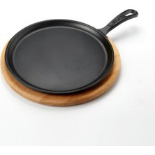 Lava Döküm Krep / Pizza / Pancake Tavası, Yuvarlak, Metal Saplı ve Ahşap Altlıklı. ÇAP(Ø)26CM.