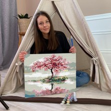 Tabdiko Sayılarla Boyama Seti 40 x 50 cm Tuval Şasesine Gerili Yalnız Ağaç