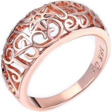 Profisher Çiçek Desenli Yüzük 18 K Kırmızı Altın Kaplama Altın / Dore-9 (49MM)