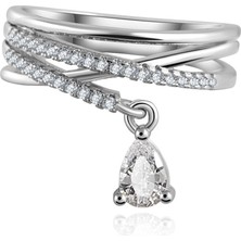 Profisher Zirkon Kristal Su Damlası Zirkon Alyans Yüzük 8 (48MM)