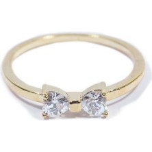 Profisher Altın Kaplama Papyon Desen Elmas Zirkon Yüzük 7 (47MM)