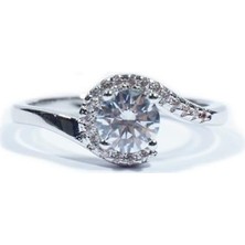 Profisher Beyaz Altın Kaplama Elmas Zirkon Yüzük 8 (48MM)