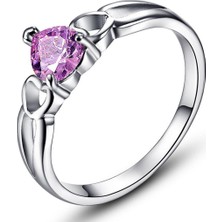 Profisher Pembe Topaz 18K Beyaz Altın Kaplama Alyans 7 (47MM)