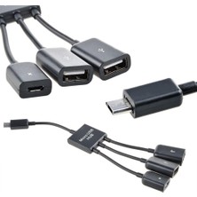 Mikro USB Hub Splitter, Mikro USB Erkek 2x Tip-A Çift Kadın Otg Adaptörü +(Yurt Dışından)