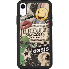 Spoyi Apple iPhone Xr Retro Sticker Tasarımlı Glossy Telefon Kılıfı