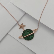 925 Gümüş Gümüş Satürn Gezegen Kolye 925 Ayar