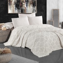 Miespiga Damask Design Çift Taraflı Jakarlı Keten Pamuk Dokuma Battal Boy(King Size) 240X260CM Antialejik Nefes Alabilen Dört Mevsim Pike Yatak Örtüsü