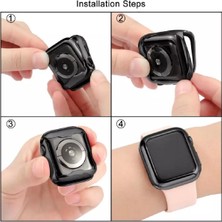 Gregoss Apple Watch Uyumlu Seri 4 5 6 Se (44 Mm) Siyah Önü Kapalı Yumuşak Silikon Koruyucu