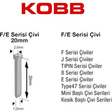 Kobb KBZ20F 20MM 2500 Adet F/e/j/8 Serisi Ağır Hizmet Tipi Kesik Başlı Çivi