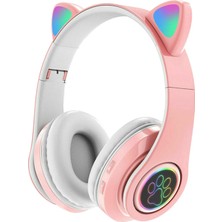Kedi Kulak Bluetooth 5.0 Kulaklık Kulaklık Kulaklıklar Kulaklık Hoparlör Pembe