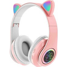 Kedi Kulak Bluetooth 5.0 Kulaklık Kulaklık Kulaklıklar Kulaklık Hoparlör Pembe