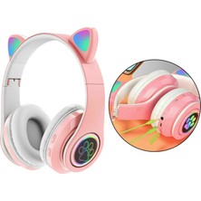Kedi Kulak Bluetooth 5.0 Kulaklık Kulaklık Kulaklıklar Kulaklık Hoparlör Pembe