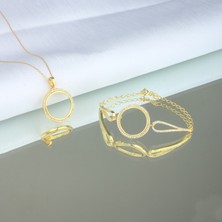 Miavi Silver 925 Ayar Gümüş Çeyreklikli Kolye ve Bileklik Takı Seti