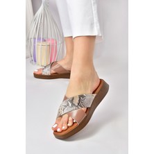 Fox Shoes Somon Hakiki Deri Çapraz Bantlı Kadın Terlik M291049903
