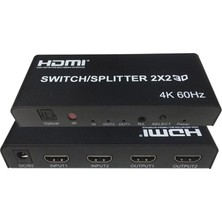 Keepro 4kx2k-60Hz 2 Port HDMI 2.0 2x2 Switcher Splitter