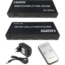 Keepro 4kx2k-60Hz 2 Port HDMI 2.0 2x2 Switcher Splitter