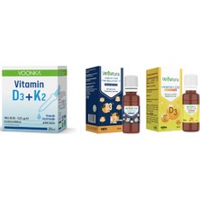Voonka D3 K2 Vitamini 25 ml + Vitamin D3 K2 20 ml + Vitamin D3 20 ml