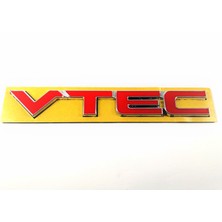 Behin Dizayn HONDA UYUMLU Vtec Bagaj Yazısı Kırmızı Nikel Kenarlı 110mm-15mm