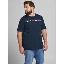 Jack & Jones 2YETSBS32580  12184987 On  Buyuk Beden 0 Yaka Kısa Kol Tshirt Lacivert