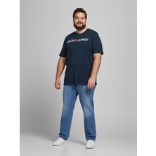 Jack & Jones 2YETSBS32580  12184987 On  Buyuk Beden 0 Yaka Kısa Kol Tshirt Lacivert
