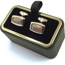 Kravatkolik Altın Renk Dikdörtgen Kol Düğmesi KD1140