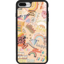 Spoyi Apple iPhone 7 Plus - 8 Plus Vintage Sticker Tasarımlı Glossy Telefon Kılıfı