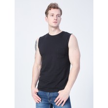 Bad Bear 22.01.23.002_Tribe Tank-Top Düz Yaka Normal Kalıp Düz Siyah Erkek Atlet
