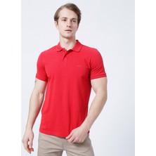 Lee Cooper Twins Erkek %100 Pamuk Polo Yaka T-Shirt Kırmızı