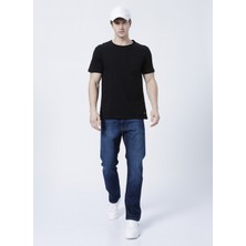 Lee Cooper Daniel Erkek %100 Pamuk Oversizebisiklet Yaka T-Shirt Siyah