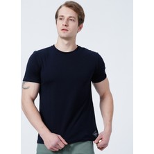 Lee Cooper Gael Erkek %100 Pamuk Bisiklet Yaka T-Shirt Lacivert