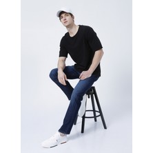 Lee Cooper Thomas Erkek %100 Pamuk Oversize Bisiklet Yaka T-Shirt Siyah