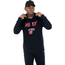 New Era Kapüşonlu  Normal Kalıp Düz Siyah Erkek Sweatshirt  -  Team Logo Po Hoody Miahea Blk
