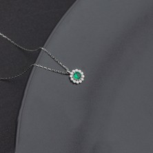Miavi Silver 925 Ayar Gümüş Papatya Zümrüt Model Kolye