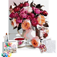 Tabdiko Sayılarla Boyama Seti 40 x 50 cm Tuval Şasesine Gerili Pembe Kamelyalar