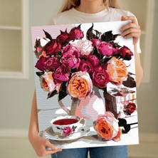 Tabdiko Sayılarla Boyama Seti 40 x 50 cm Tuval Şasesine Gerili Pembe Kamelyalar