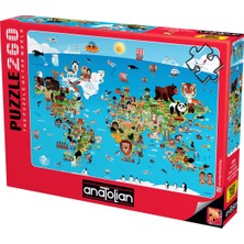 Anatolian 260 Parçalık Puzzle / Karikatür Dünya Haritası - Kod 3338