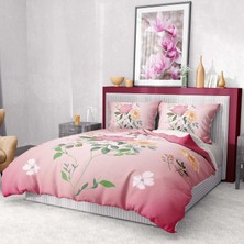 Monohome Premium Luxury Çift Kişilik Nevresim Takımı 3D Pamuk Saten Pink Rose