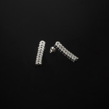 Ravza Gümüş 925 Ayar Gümüş Pırlanta Modeli Mekik Su Yolu Küpe