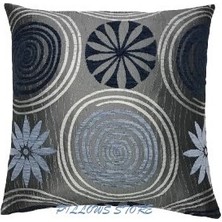 Pillows Store Çiçek Desenli Lacivert-Mavi Kırlent Kılıfı 45CM*45CM