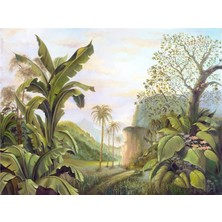 Eko Dekor 3boyutluduvarkagitlari Botanik Tasarım Duvar Kağıdı  Kanvas Tek Parca