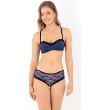 Miorre Push-Up Dolgulu Straplez Dantel Sütyen Takım %90 Polyamid %10 Elastan Kadın İçin Şık Tasarım