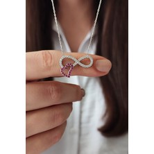 Parmas Design 925 Ayar Gümüş Kalp Detaylı Sonsuzluk Tasarım Kadın Kolye