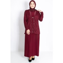 Modaviki Dantel Detay Ceketli Abiye Takım Bordo MDA2208
