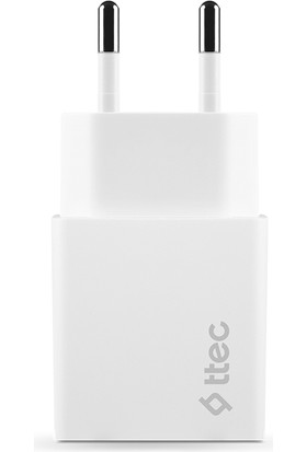 Ttec 2SCS21DB Ttec Smartcharger Duo 2.4A Seyahat Sarj Aleti Cift Usb+ Lightning ve Micro USB Kablo Beyaz