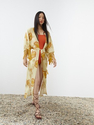 Nocturne N22YN11006 Şal Yaka Rahat Kalıp Çok Renkli Kadın Kimono