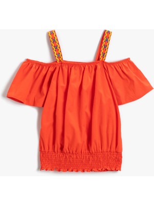 Koton Omzu Açık Askılı Beli Büzgülü Bluz Pamuklu