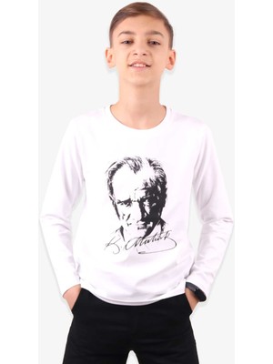 Dragora Atatürk Baskılı Uzun Kollu 23 Nisan 19 Mayıs 30 Ağustos 10 Kasım Süper Kalite Çocuk T-Shirt