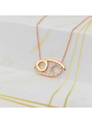 925 Gümüş Gümüş Yengeç Burç Kolye 925 Ayar